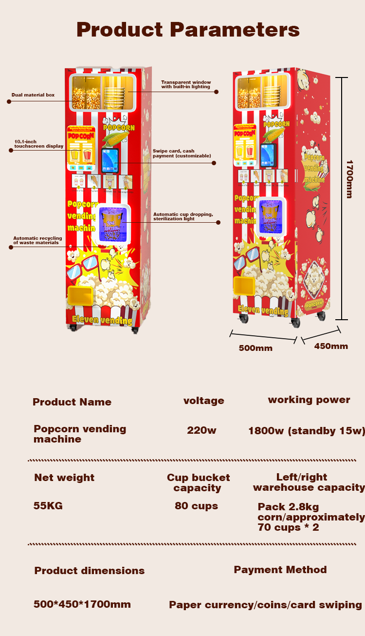Mesin Penjual Otomatis Popcorn - Food Snacks Vending Machine ulasan dan harga